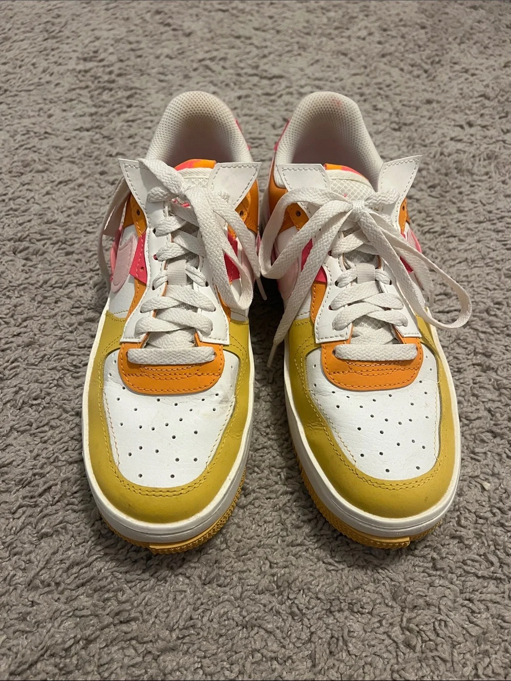 Nike Low-Top Sneakers in White, Yellow, Orange & Pink
